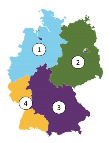Abbildung zur Frage: Wie waren die Besatzungszonen Deutschlands nach 1945 verteilt?