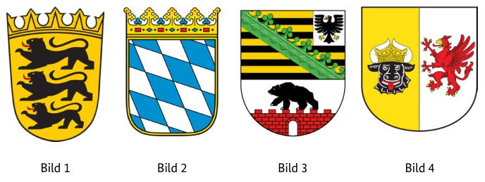 Abbildung zur Frage: Welches Wappen gehört zum Freistaat Bayern?