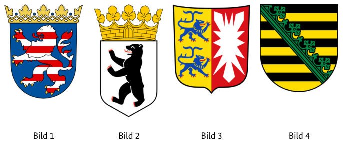 Abbildung zur Frage: Welches Wappen gehört zum Bundesland Hessen?