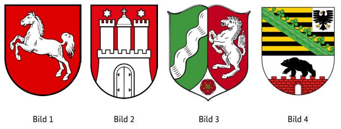 Abbildung zur Frage: Welches Wappen gehört zur Freien und Hansestadt Hamburg?