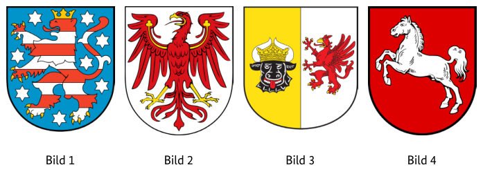 Abbildung zur Frage: Welches Wappen gehört zum Bundesland Mecklenburg-Vorpommern?