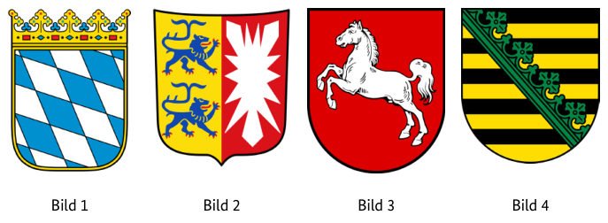 Abbildung zur Frage: Welches Wappen gehört zum Bundesland Niedersachsen?