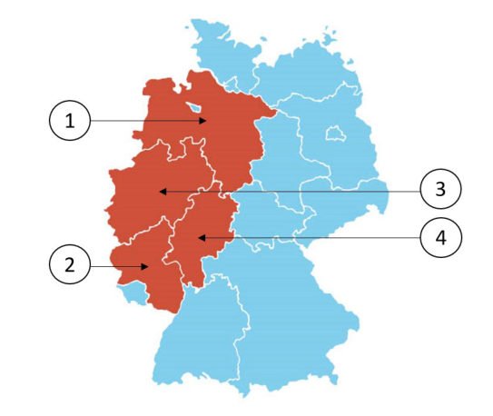 Abbildung zur Frage: Welches Bundesland ist Nordrhein-Westfalen?