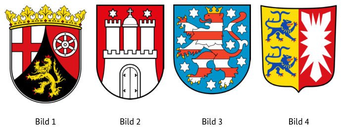 Abbildung zur Frage: Welches Wappen gehört zum Bundesland Rheinland-Pfalz?