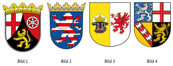 Abbildung zur Frage: Welches Wappen gehört zum Bundesland Saarland?