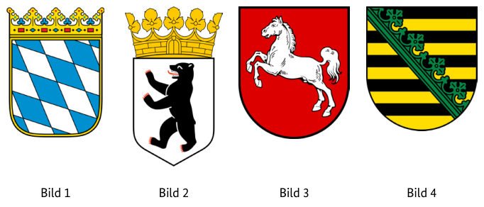 Abbildung zur Frage: Welches Wappen gehört zum Freistaat Sachsen?