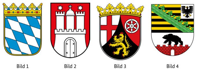 Abbildung zur Frage: Welches Wappen gehört zum Bundesland Sachsen-Anhalt?