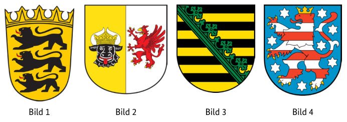 Abbildung zur Frage: Welches Wappen gehört zum Freistaat Thüringen?